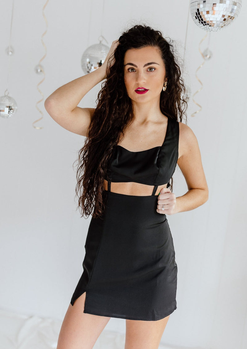 "Against The Odds" Front Cutout Dress - Black