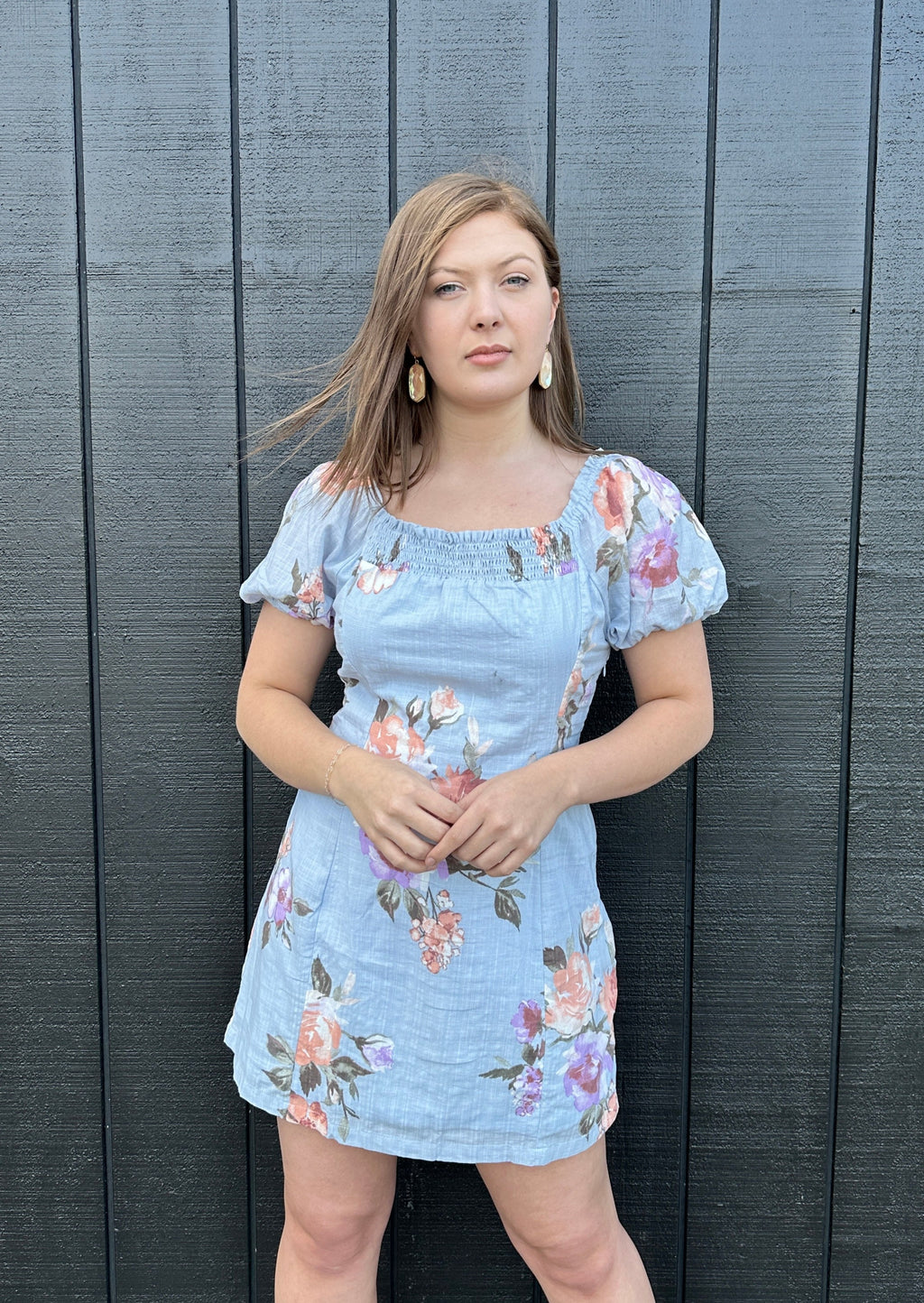 "A Sky Full" Blue Floral Mini Dress