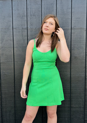 "A Clear Message" Flare Mini Dress - Green