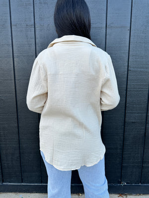 "Better Days" Button Down Top - Tan