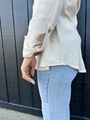 "Better Days" Button Down Top - Tan