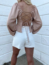 "Back Again" White Denim Shorts