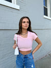 "Piece Of Cake" Ribbed Crop Top - Pink