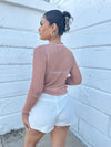 "Can't Imagine" Longsleeve Mockneck Top - Tan