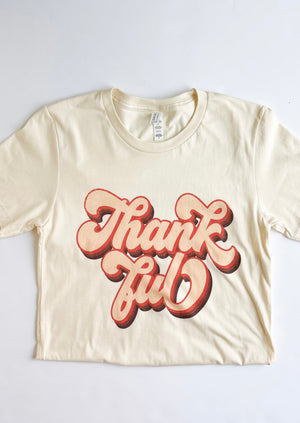 "Thankful" Cream Graphic Tee