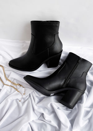 "Left Behind" Leather Booties - Black