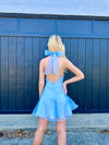 "Blue For You" Halter Tie-Neck Mini Dress