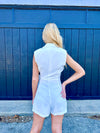 "Better Than This" Sleeveless Blazer Romper - White