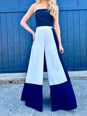 "A Bad Habit" High Rise Wide Leg Pants - Black/White