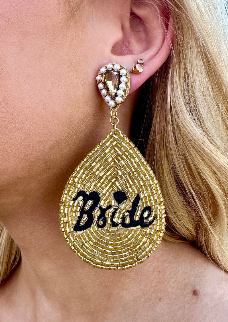"Bride" Gold Statement Earrings
