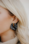 Acrylic Hexagon Statement Earrings - Black