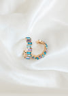 1" Jeweled Baguette Hoop Earrings - Blue