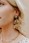 "Such A Catch" Fish Beaded Statement Earrings - Gold