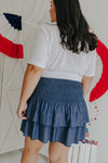 "Don’t Stay Behind" Denim Ruffle Skirt - XL+