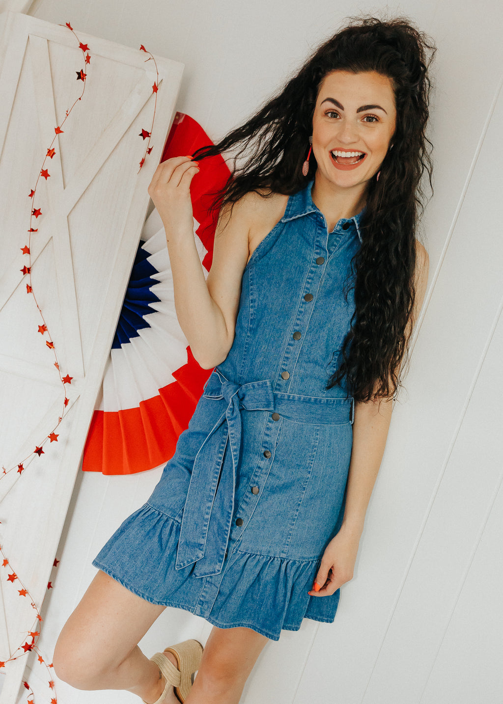 "Devoted Dreamer" Denim Halter Dress