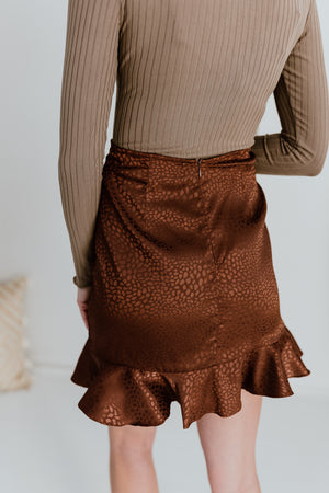 "Feeling Elated" Chocolate Printed Skirt