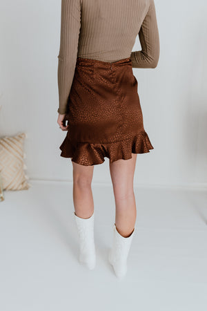 "Feeling Elated" Chocolate Printed Skirt