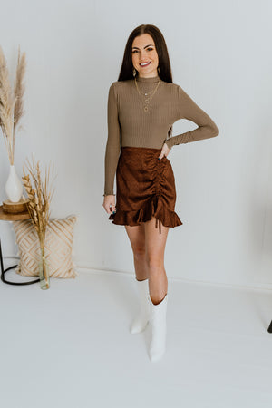 "Feeling Elated" Chocolate Printed Skirt