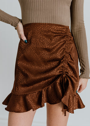 "Feeling Elated" Chocolate Printed Skirt