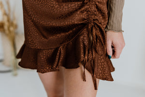 "Feeling Elated" Chocolate Printed Skirt