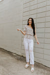 "Gently Blooming" Cream Floral One-Shoulder Top