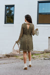 "Sentimental Feelings" Polka Dot Ruffle Dress - Sage