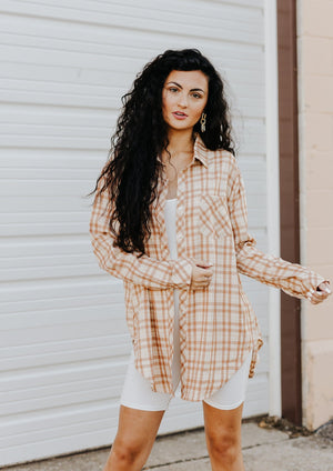 The Beckinsale Flannel Button-Up - Beige