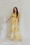 "Focused On Me" Yellow Printed Off-Shoulder Jumpsuit