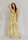 "Focused On Me" Yellow Printed Off-Shoulder Jumpsuit