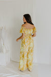 "Focused On Me" Yellow Printed Off-Shoulder Jumpsuit