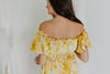 "Focused On Me" Yellow Printed Off-Shoulder Jumpsuit