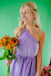 "Wish Come True" One-Shoulder Ruffle Dress - Lavender
