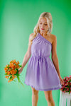 "Wish Come True" One-Shoulder Ruffle Dress - Lavender