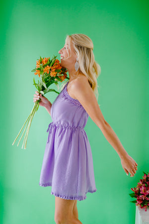"Wish Come True" One-Shoulder Ruffle Dress - Lavender