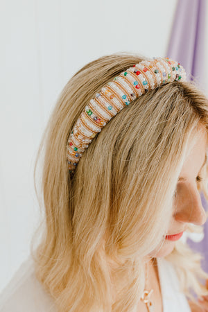 "Hair Comes Trouble" Crystal Beaded Headband - 7 Colors