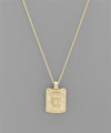 Initial Gold Tray Rectangle Necklace