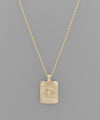 Initial Gold Tray Rectangle Necklace