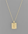 Initial Gold Tray Rectangle Necklace