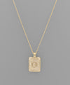 Initial Gold Tray Rectangle Necklace