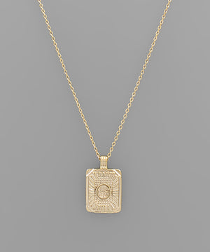 Initial Gold Tray Rectangle Necklace