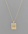 Initial Gold Tray Rectangle Necklace