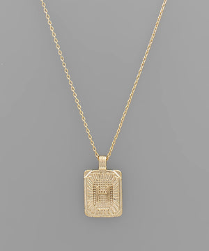 Initial Gold Tray Rectangle Necklace