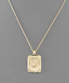 Initial Gold Tray Rectangle Necklace