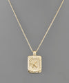 Initial Gold Tray Rectangle Necklace