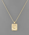 Initial Gold Tray Rectangle Necklace