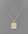 Initial Gold Tray Rectangle Necklace