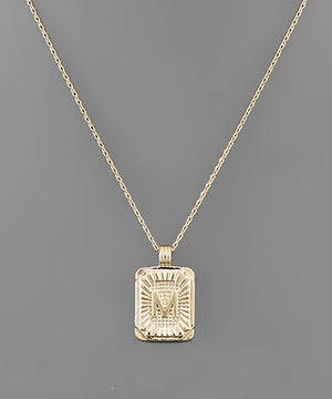 Initial Gold Tray Rectangle Necklace