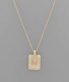 Initial Gold Tray Rectangle Necklace