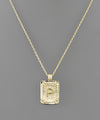 Initial Gold Tray Rectangle Necklace