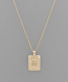 Initial Gold Tray Rectangle Necklace